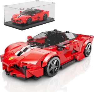 Mould King Speed Champion Car Building Sets, Model Car Set with Display Case, Red Racing for Boys 8 , 27075 Collectible Sports Cars Kit Toy Blocks Display for Adults (374 Pieces)