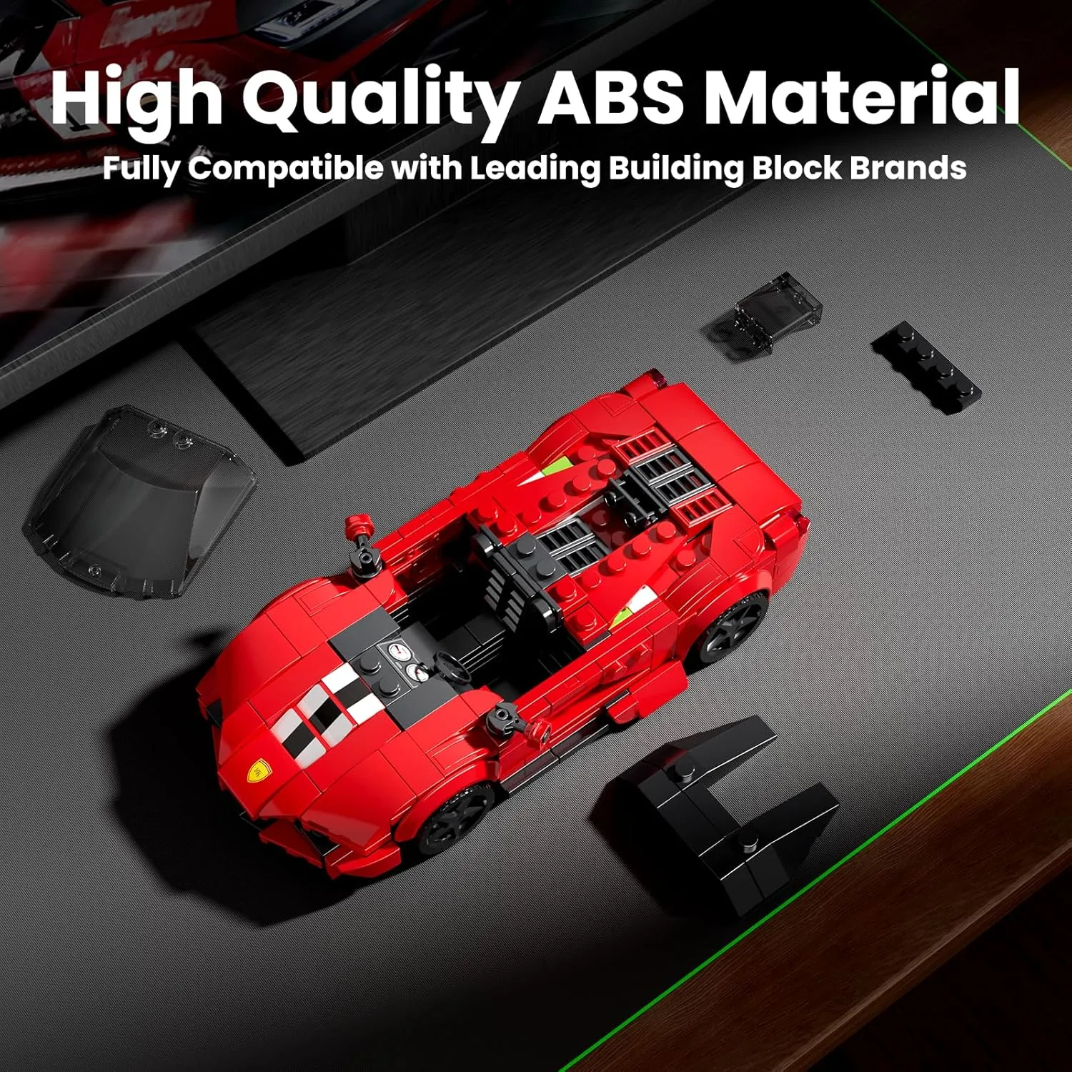 Mould King Speed Champion Car Building Sets, Model Car Set with Display Case, Red Racing for Boys 8 , 27075 Collectible Sports Cars Kit Toy Blocks Display for Adults (374 Pieces)