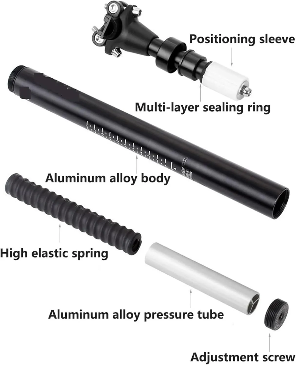 MTB Suspension Seatpost 27.2/28.6/30.4/30.9/31.6 * 400mm Bicycle Seat Post 45mm Travel Road Bike Shock Absorb Damping Seat Tube for Mountain Road Bike