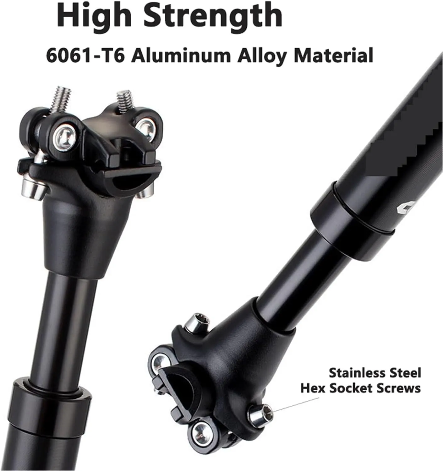 MTB Suspension Seatpost 27.2/28.6/30.4/30.9/31.6 * 400mm Bicycle Seat Post 45mm Travel Road Bike Shock Absorb Damping Seat Tube for Mountain Road Bike