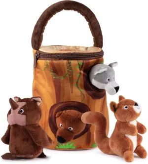 My Talking Plush Forest Animals Toy Set | Includes 4 Soft and Fluffy A Tree Shaped Carrier Great Gift for Baby Toddler Boys or Girls
