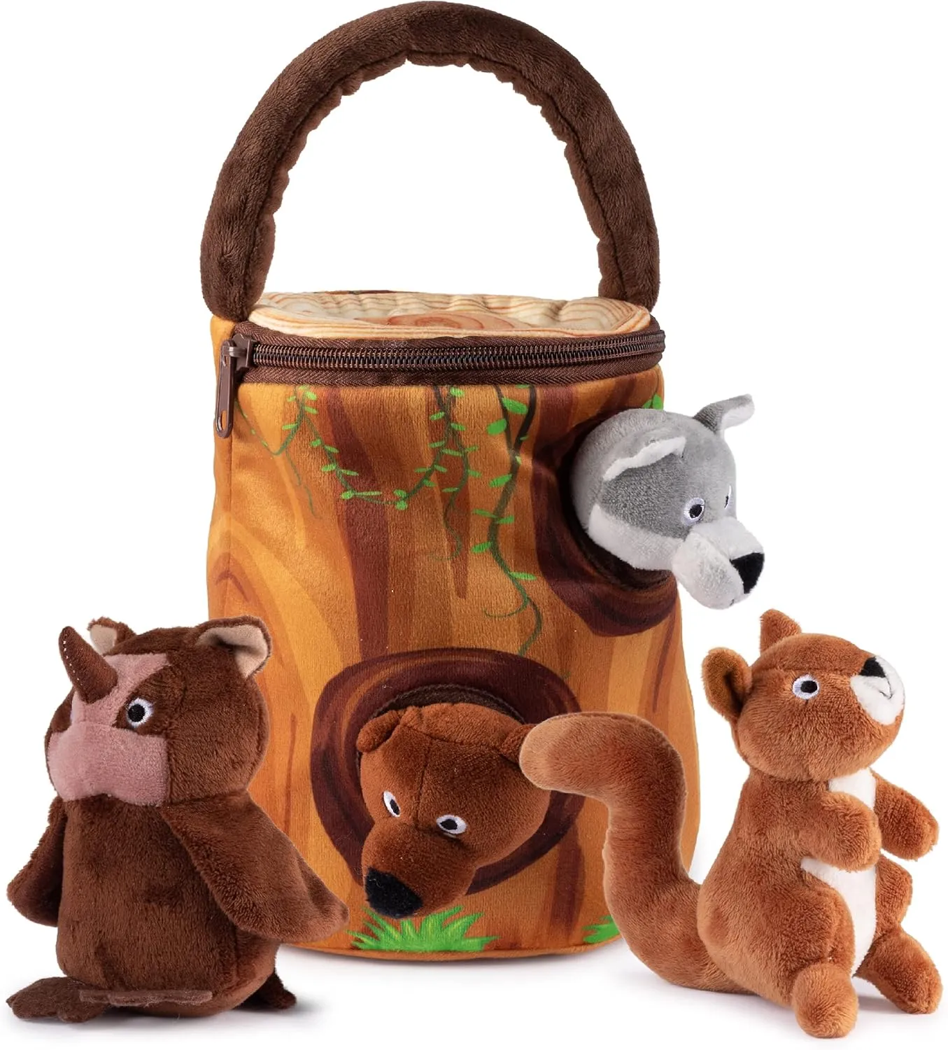 My Talking Plush Forest Animals Toy Set | Includes 4 Soft and Fluffy A Tree Shaped Carrier Great Gift for Baby Toddler Boys or Girls