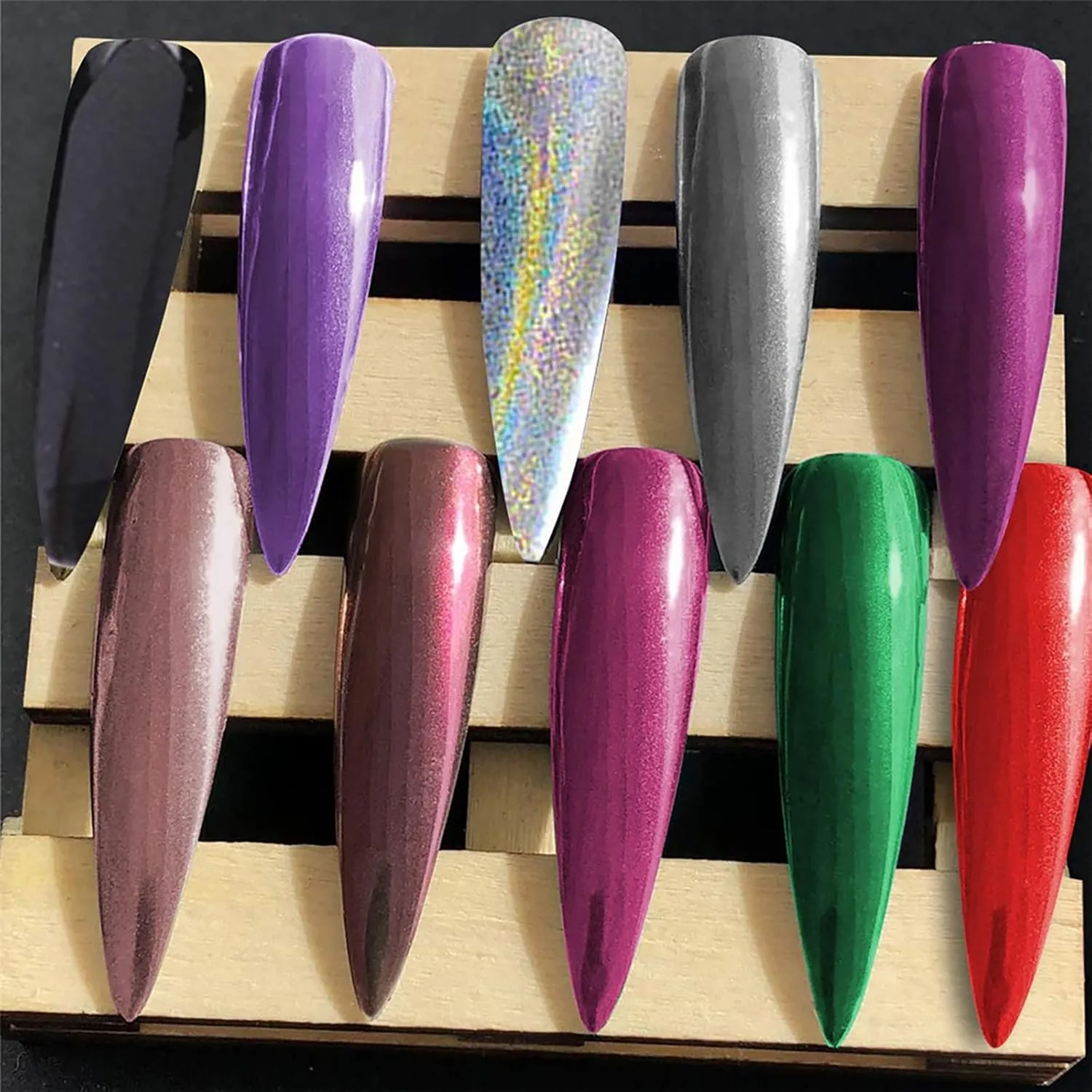 Nail Glitter Powder Set, Nail Powder Metallic Chrome Powder 14 Colours Mirror Effect Nail Powder with 14 Eyeshadow Sticks for Body Eye Hair Nail Painting DIY Art