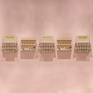 Nail Polish Wall Rack Gold Stand, Metal Nail Polish Display Shelf Essential Oil Organizers, Lipstick Storage Racks for Spa Nail Salon Shop (Color : Set E)