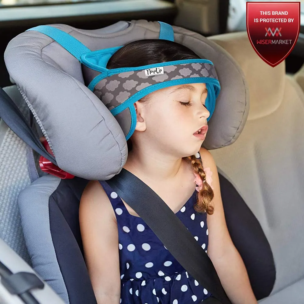 NAPUP Kids Head Holder for Car Seat – Adjustable Polyester Carseat Head Support for Toddler (Light Blue)