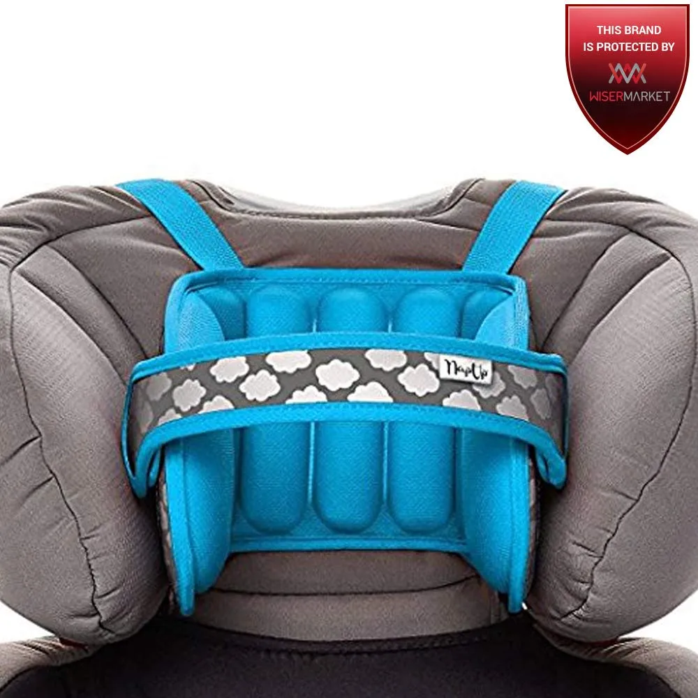 NAPUP Kids Head Holder for Car Seat – Adjustable Polyester Carseat Head Support for Toddler (Light Blue)