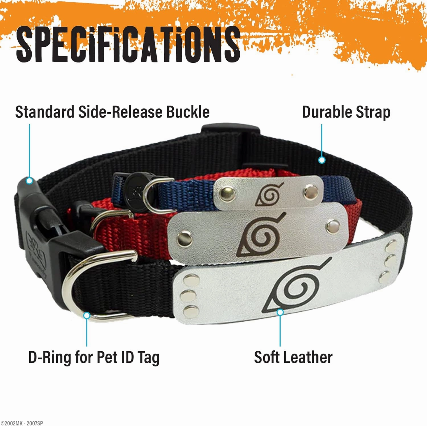 Naruto Dog Collar for Large Dogs, Medium, XS/Small Puppy Collars – Officially Licensed Naruto Shippuden Hidden Leaf Village Anime Dog Collar, Naruto Gifts Pet Collar for Dogs Navy Ninja, XS