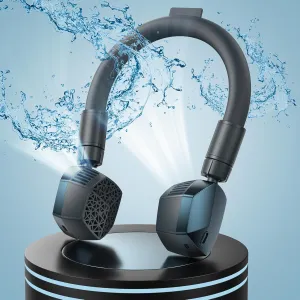 Neck Cooling Tube and Portable Fan 2 in 1, Reusable Ice Ring, Wearable Neck Cooler Personal Adjustable Fans, Portable Battery Operated Neck Fan, 3 Gear, 360° Rotation, Detachable,USB, Quiet