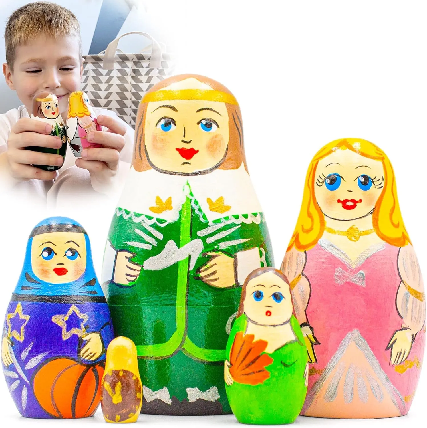 Nesting Dolls The Famous Fairy Tale of Cinderella Set 5 pcs