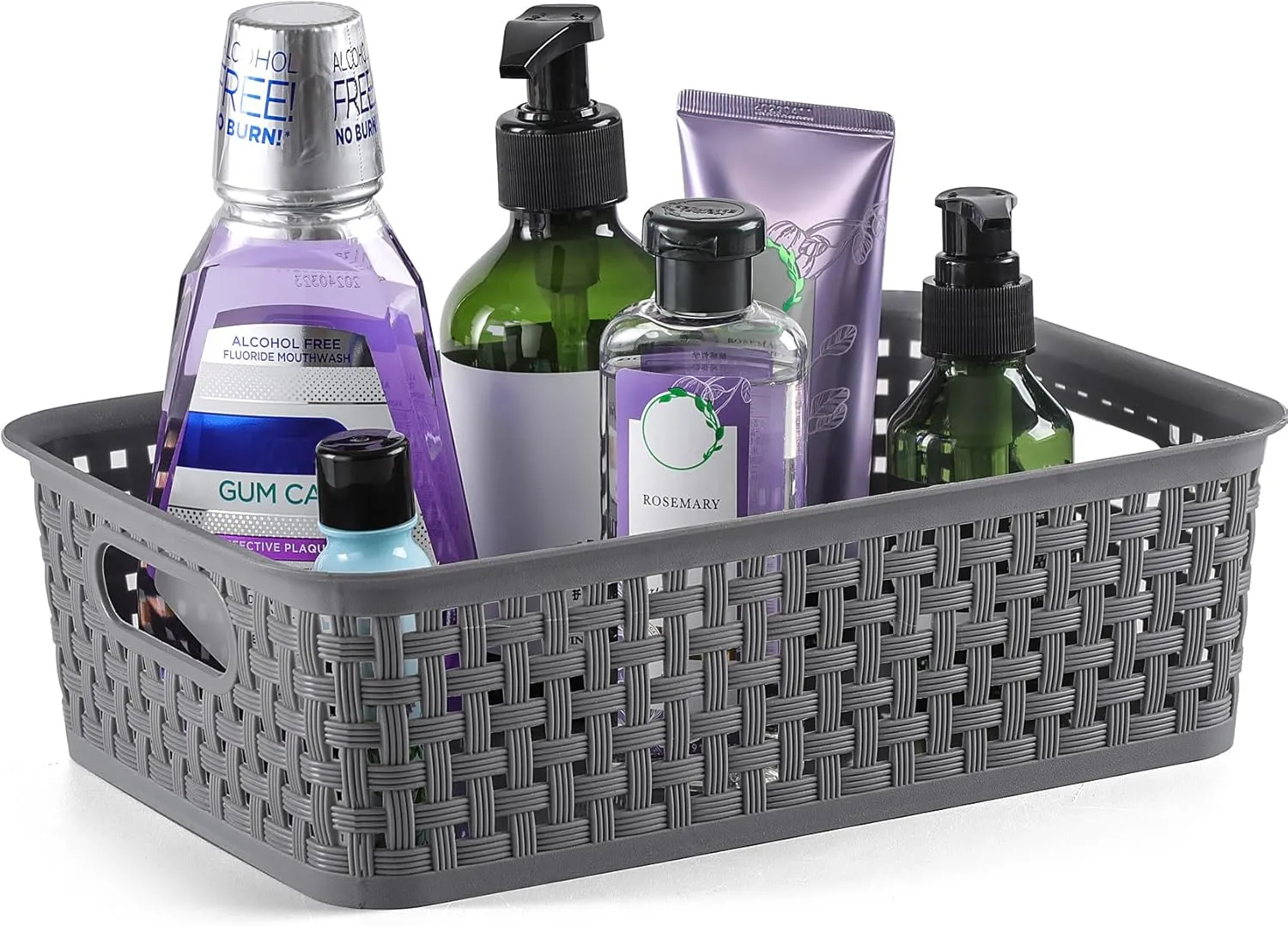 NETANY Plastic Storage Baskets - 8 Pack, Gray, Durable, Easy to Use, Flexible, Multi-Purpose, Ideal for Closets, Cabinets, Shelves, Countertops