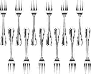 New Star Foodservice 58048 Slimline Pattern, 18/0 Stainless Steel, Dinner Fork, 7.5-Inch, Set of 12
