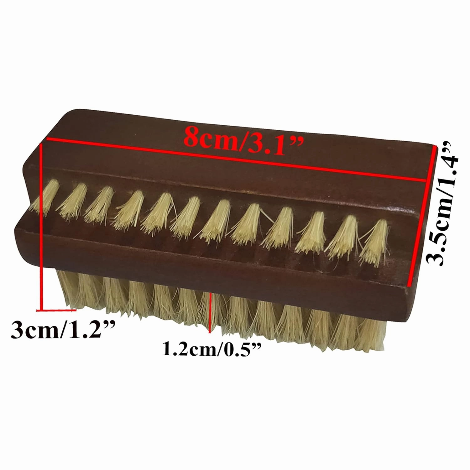 NewFerUl Wooden Nail Brush Cleaner Rosewood Two Sided in Natural 100% Boar Bristle for Cleaning Hand Finger Foot Toe, Fingernail Toenail Scrub Brush for Men Women Kids Manicure Pedicure Care (2)