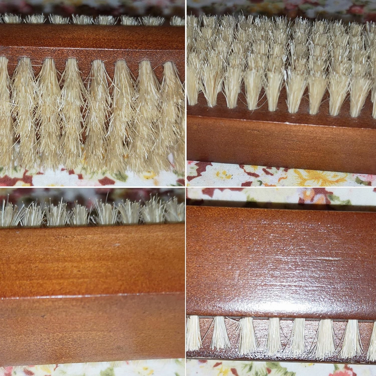 NewFerUl Wooden Nail Brush Cleaner Rosewood Two Sided in Natural 100% Boar Bristle for Cleaning Hand Finger Foot Toe, Fingernail Toenail Scrub Brush for Men Women Kids Manicure Pedicure Care (2)
