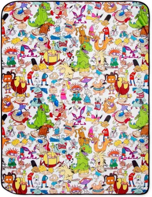Nickelodeon Cartoon Collage Fleece Throw Blanket | Soft Polyester Cover For Sofa, Bed | 45 x 60 Inches, Large