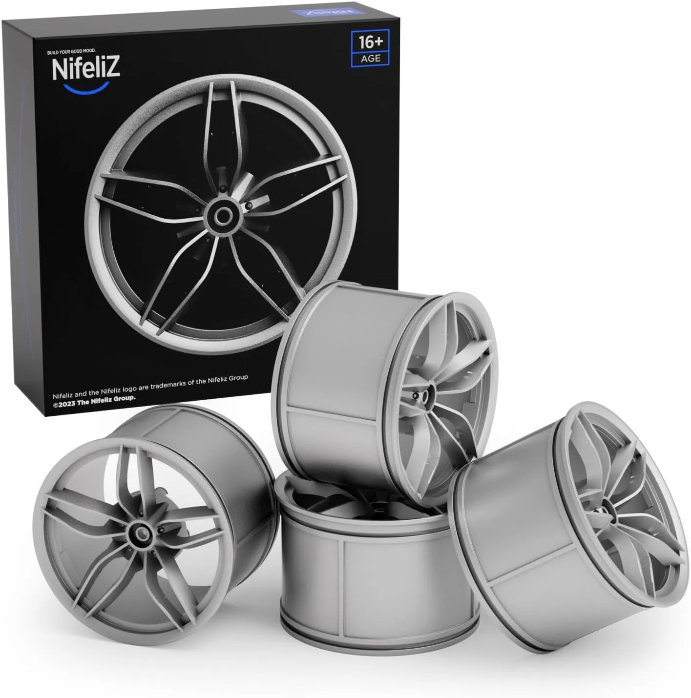 Nifeliz Star-Shaped Wheel Hubs, Set of 4 Painted, Stylish Wheel Hub for 1:8 Scale Car Building Block Kits