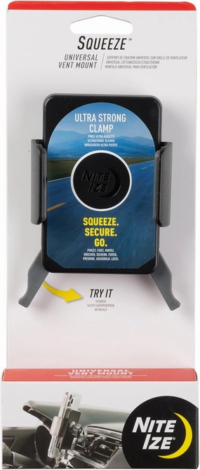 Nite Ize Squeeze Universal Vent Mount - Phone Mount for Car Vent - Sturdy Phone Mount & Holder with Ball Joint - Black