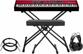 Nord Piano 5 73-Key Digital Piano Bundle with Adjustable Keyboard Stand, Adjustable Bench, Closed-Back Headphones, and 1/4-Inch TRS Cables (2-Pack) (6 Items)