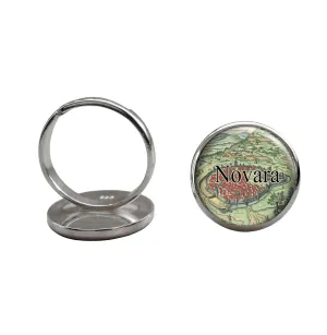 Novara Italy 1625 Map .925 Sterling Silver Adjustable Ring