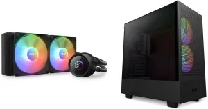 NZXT Kraken 240 RGB - RL-KR240-B1-240mm AIO CPU Liquid Cooler - Customizable 1.54" Square LCD Display for Images & H5 Flow RGB ATX Mid-Tower Gaming Case - High Airflow