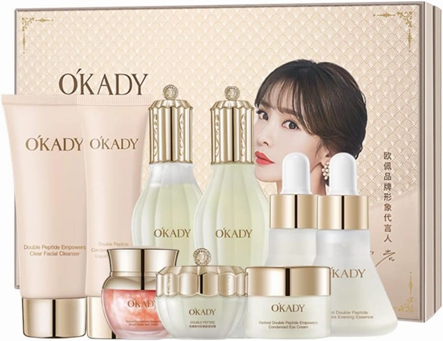 O'KADY Retinol Polypeptide Skin Care Set Cleanser Toner Essence Lotion Face Cream Purify brightening Firming Anti-Wrinkle Repairing Nourishing Moisturizing Hydrating for Smooth Radiant Youthful Skin