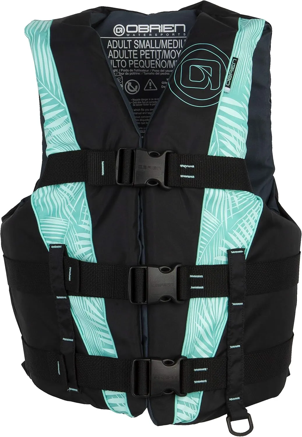O'Brien Womens 3 Belt Sport Life Jacket, X-Small, Aqua