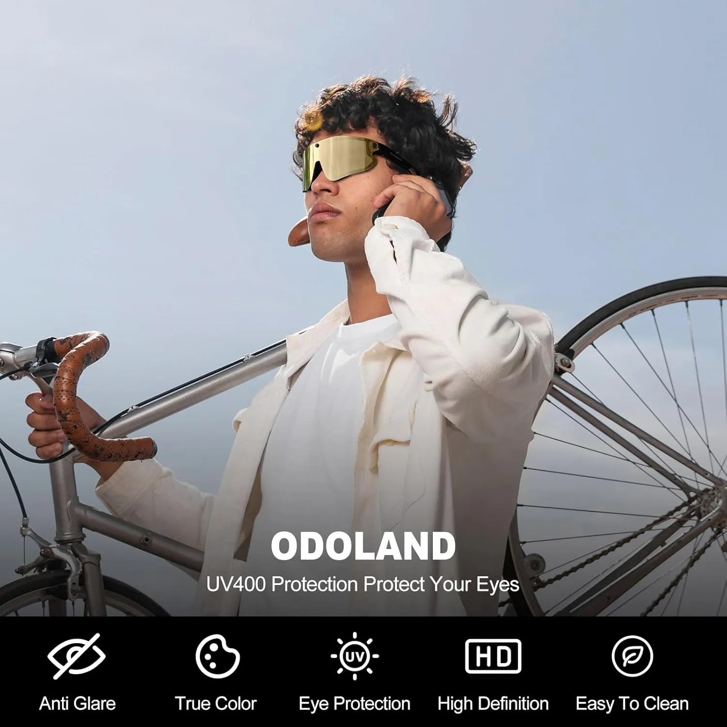Odoland Polarized Cycling Sunglasses with 3 Magnetic Lenses for Men Women, UV400 Sports Goggles for MTB Running Fishing