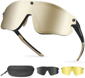 Odoland Polarized Cycling Sunglasses with 3 Magnetic Lenses for Men Women, UV400 Sports Goggles for MTB Running Fishing