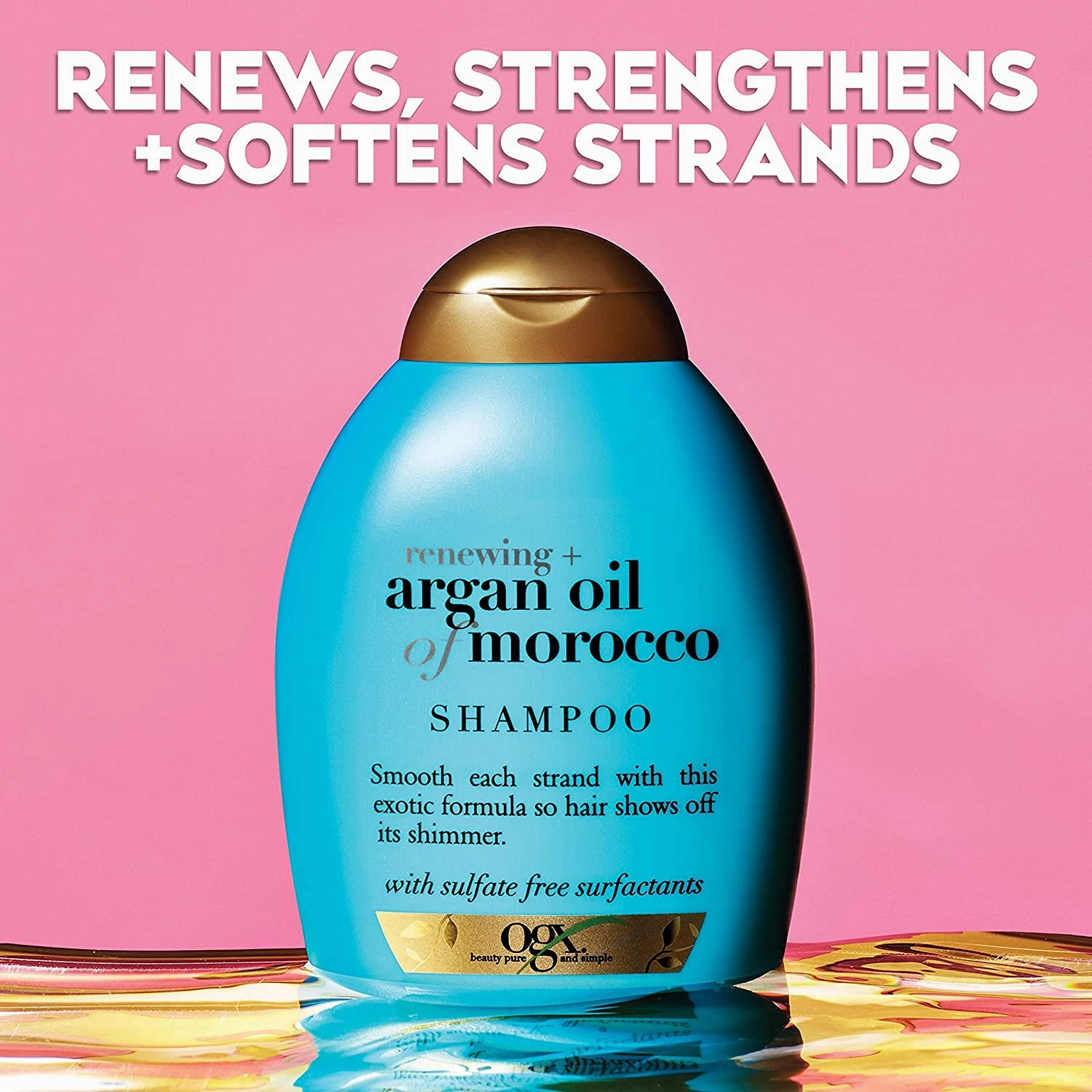OGX Renewing and Cold-Pressed Argan Oil of Morocco Hydrating Shampoo, to Help Moisturize, Soften & Strengthen Hair, Paraben & Sulfate Free Surfactants, Floral, 52 Oz, Pack of 4