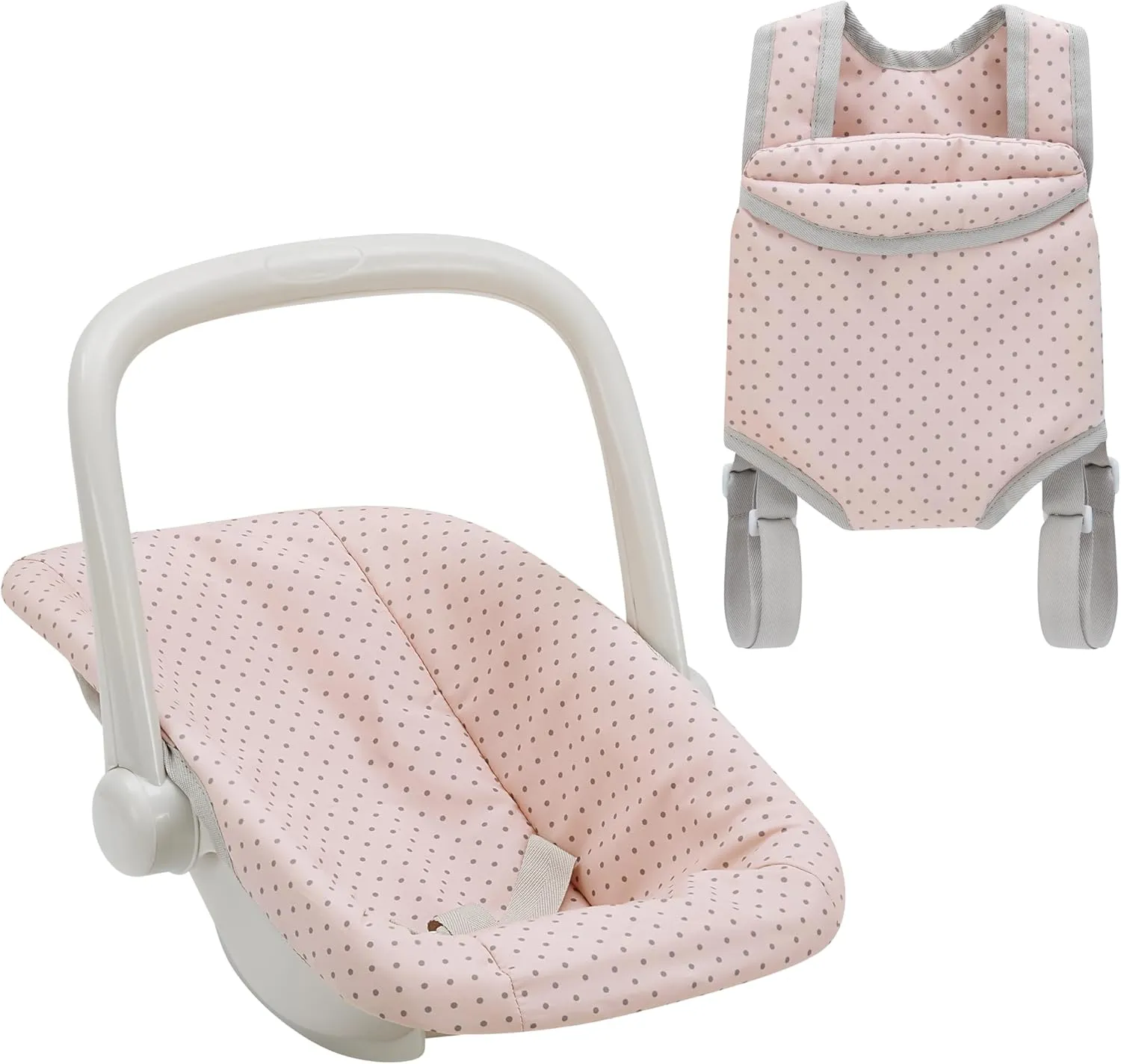 Olivia's Little World Polka Dot Princess Baby Doll Carrier & Car Seat Set, Pink/Gray