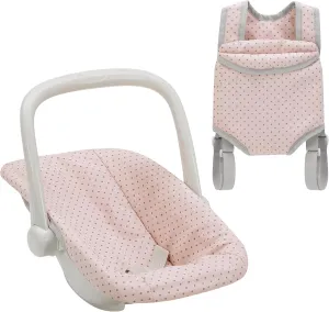 Olivia's Little World Polka Dot Princess Baby Doll Carrier & Car Seat Set, Pink/Gray