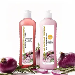 Onion and Biotin Shampoo & Hair Treatment with Rosemary Extract – Restores Damaged Hair, Moisturizes & Strengthens the Scalp – For All Hair Types – Leave-In Treatment, 2-Pack (15.22 fl oz (2 pcs) Set)