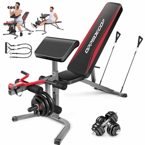 OPPSDECOR 900LBS Adjustable Weight Bench Press with Leg Extension and Preacher Curl Pad, Flat Incline Decline Utility Workout Bench for Home Gym Dumbbell Exercise