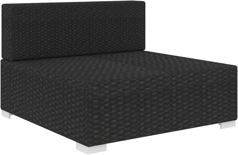 Outdoor Lounge Chair Black PE Rattan Modular Patio Furniture Middle Seat with Removable Cream White Cushions Weather Resistant Lightweight Steel Frame for Patio Garden Beach Poolside
