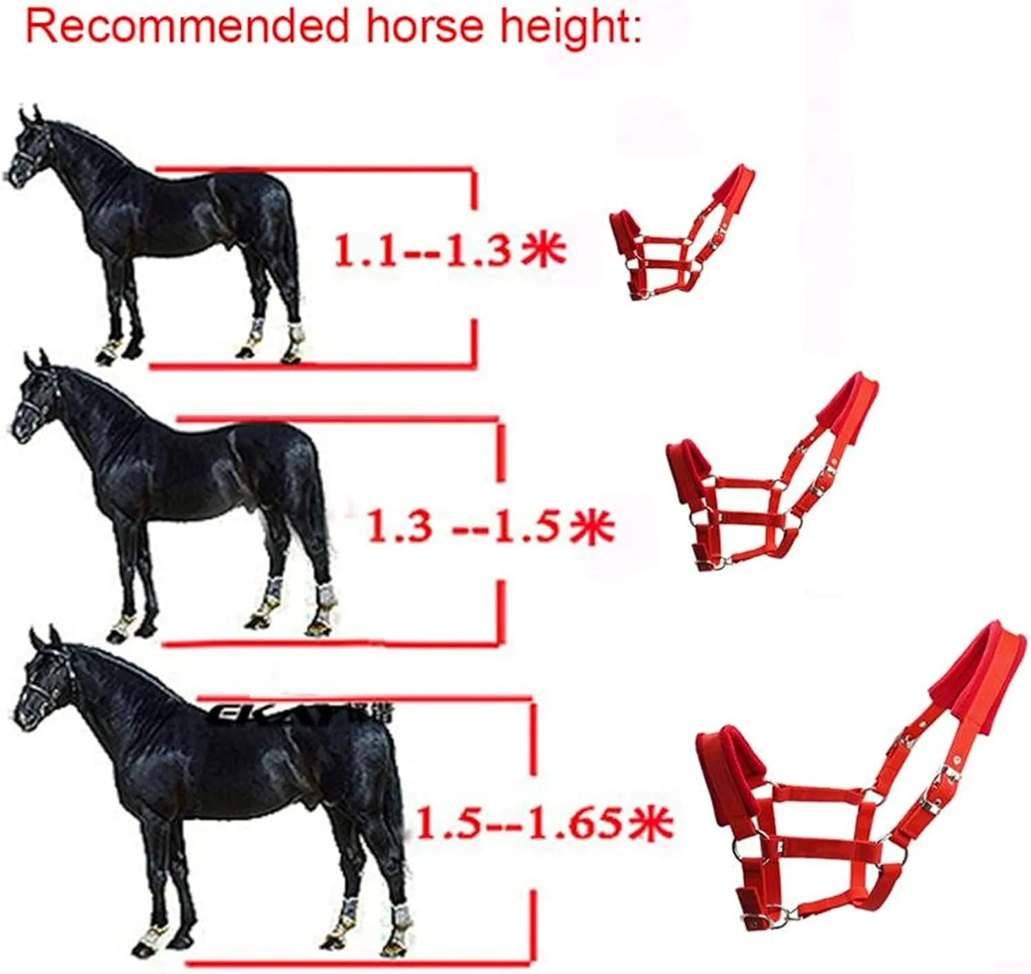 Outdoor Sports Adjustable Strap Double Layered Protective Fleece Padded Detachable Durable Practical Horse Halter Multiple Sizes Outdoor Sports Horse Equipment(Black L)