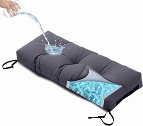 Outdoor Bench Cushion, Blue Shredded Memory Foam, Waterproof patio furniture cushion Fade Resistant Indoor Window Seat Pad 4.5inch Extra Thick With Adjustable Strap 36 x 14 Inch, Dark Gray