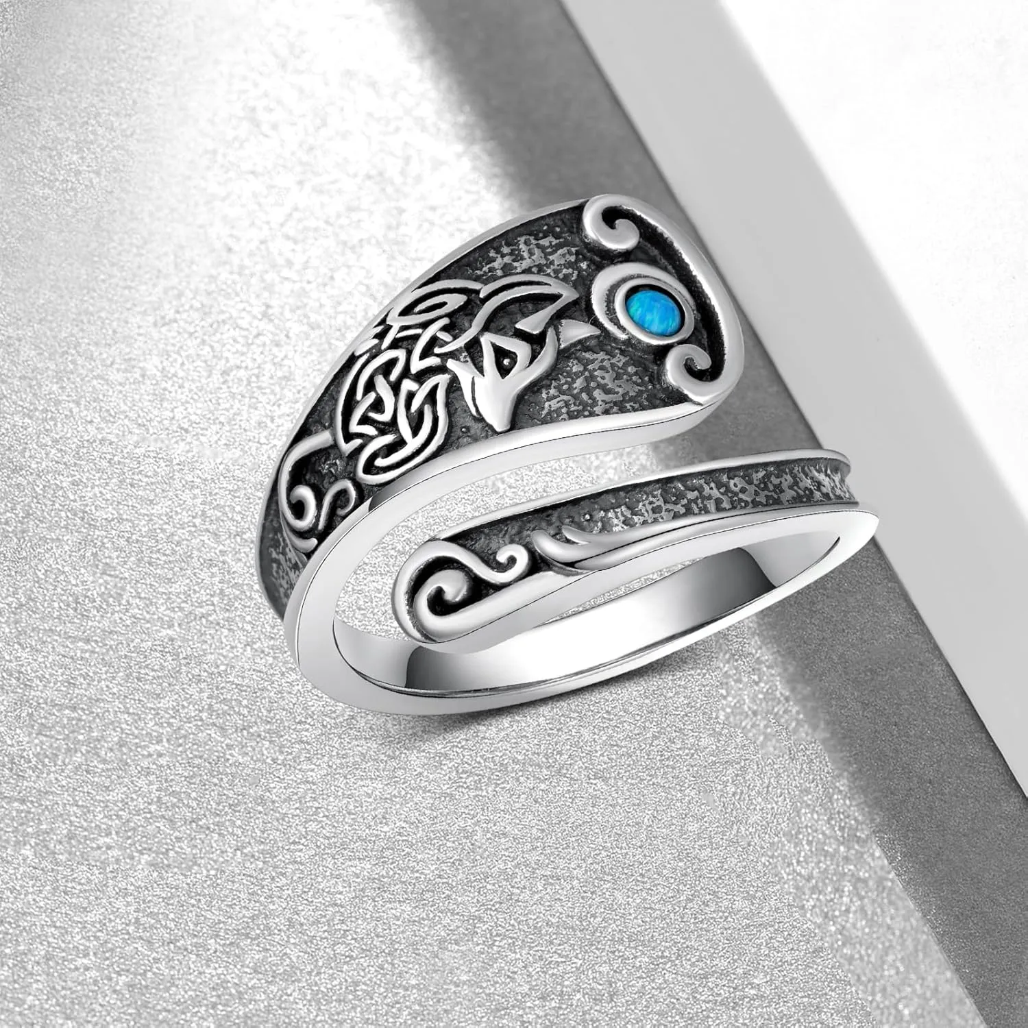 Owl/Dragon/Horse/Turtle/Fox Spoon Ring Sterling Sliver Adjustable Thumb Rings Vintage Animal Jewelry Gifts for Women