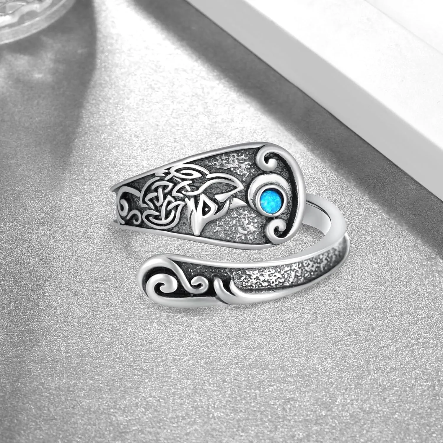 Owl/Dragon/Horse/Turtle/Fox Spoon Ring Sterling Sliver Adjustable Thumb Rings Vintage Animal Jewelry Gifts for Women