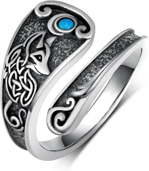 Owl/Dragon/Horse/Turtle/Fox Spoon Ring Sterling Sliver Adjustable Thumb Rings Vintage Animal Jewelry Gifts for Women