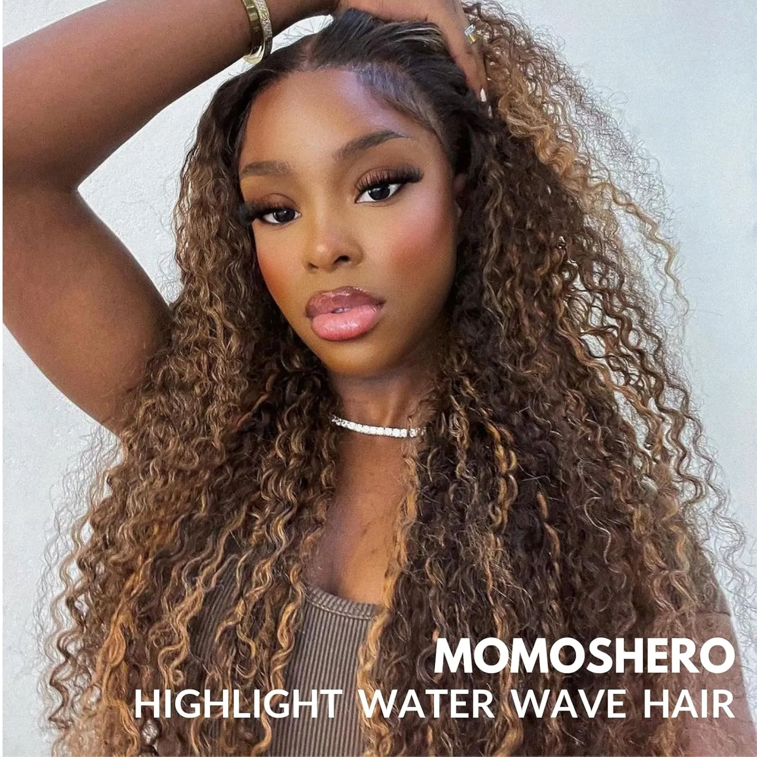 P4/27 Honey Blonde Highlights Water Wave Bundles Human Hair 18 20 22 Inch,Brown Wet and Wavy 3 Weave Bundles, 10A 100% Virgin Human Hair