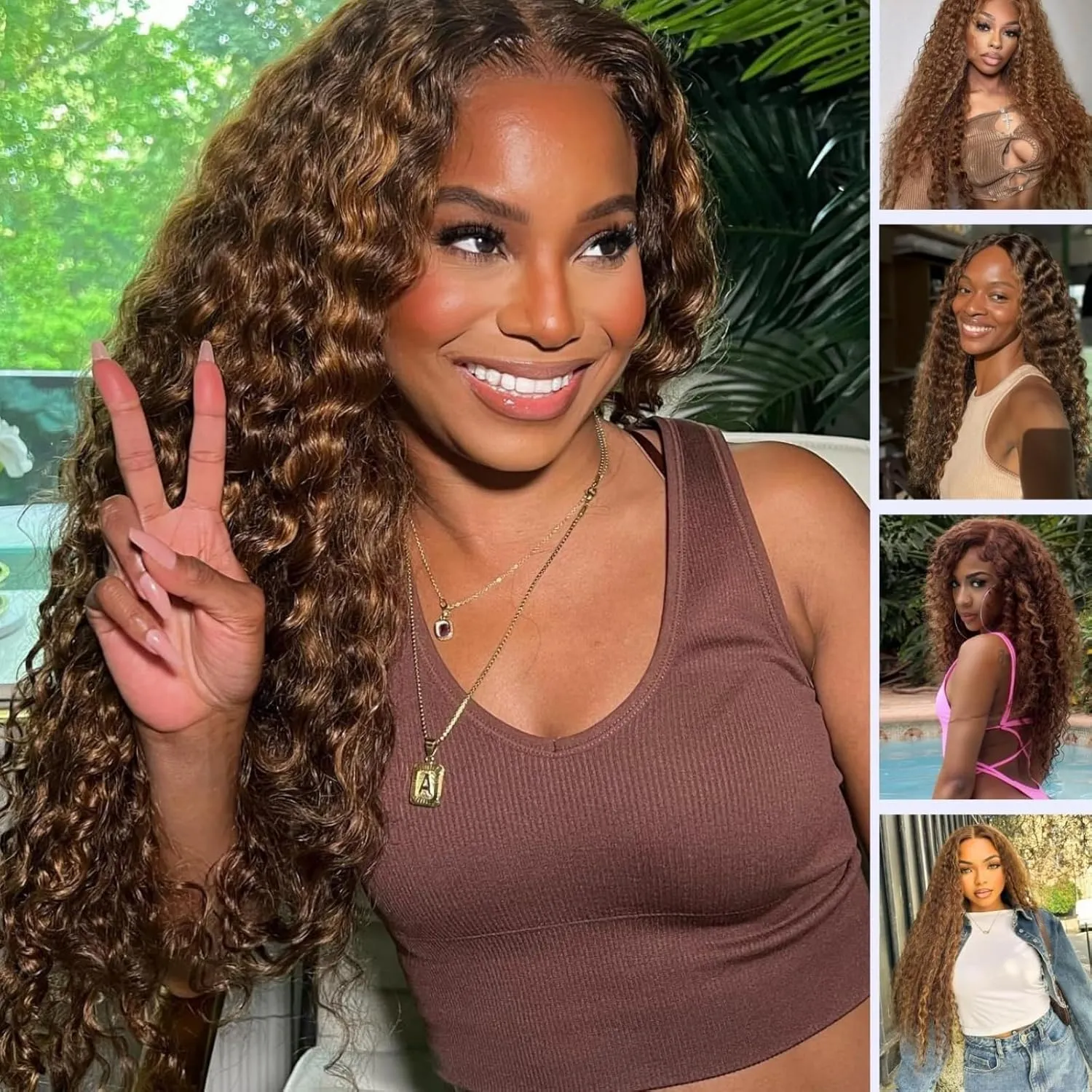 P4/27 Honey Blonde Highlights Water Wave Bundles Human Hair 18 20 22 Inch,Brown Wet and Wavy 3 Weave Bundles, 10A 100% Virgin Human Hair