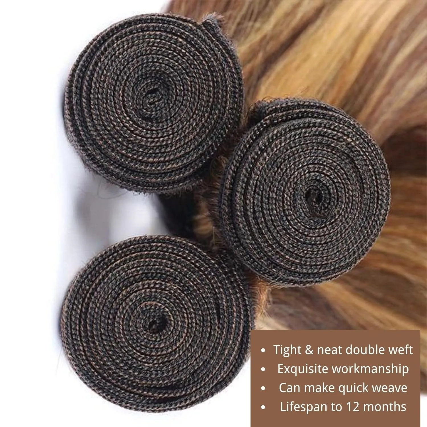 P4/27 Honey Blonde Highlights Water Wave Bundles Human Hair 18 20 22 Inch,Brown Wet and Wavy 3 Weave Bundles, 10A 100% Virgin Human Hair