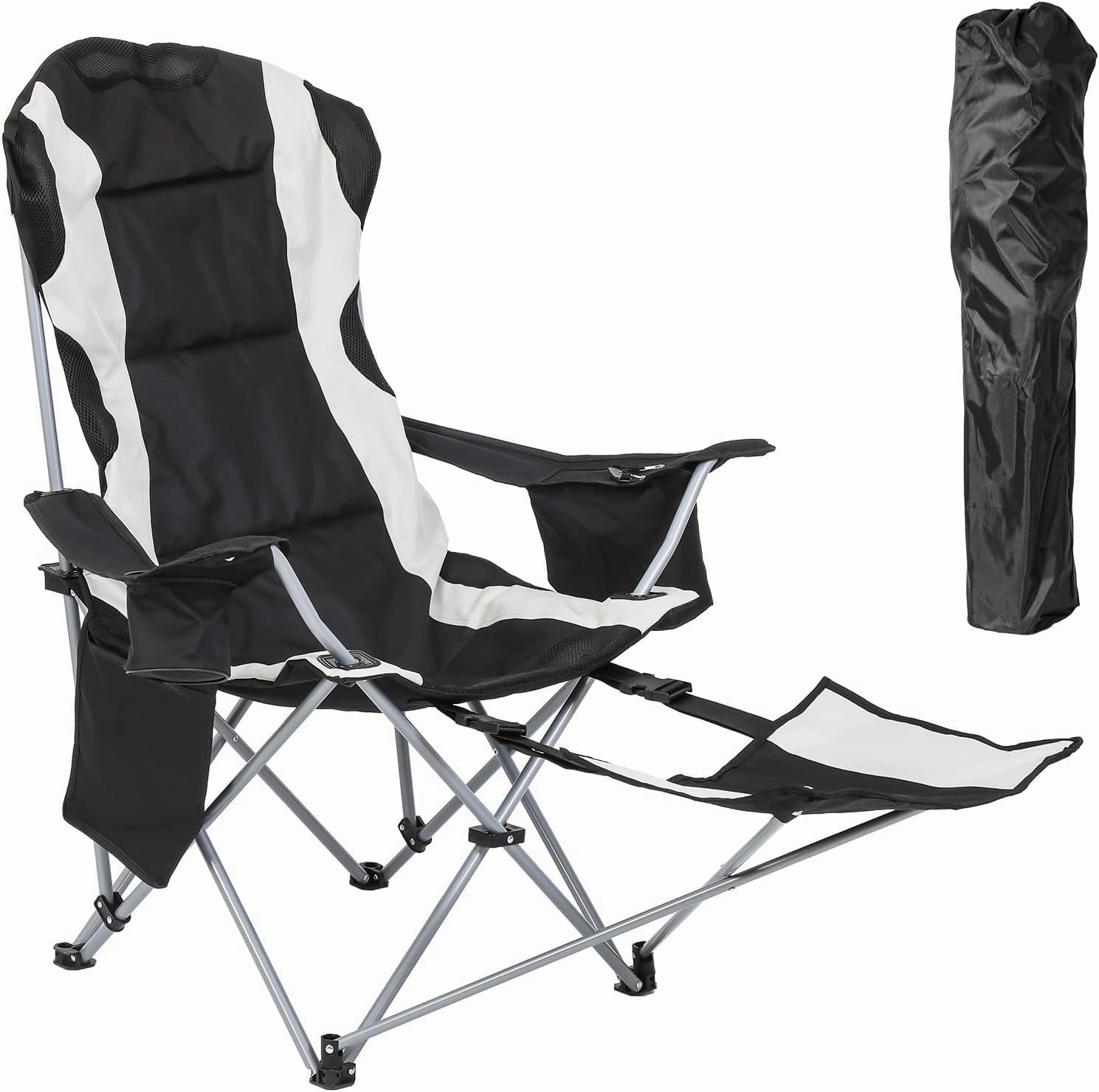 Padded Camping Chair   Camping Chair w Foot Rest