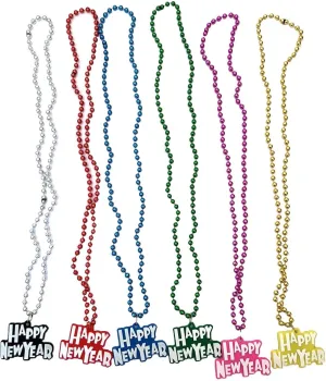 P&F Happy New Year Eve 2022 Assorted Metallic Beads Light-up Party Necklaces (12 Count, Unisex, Children, New Year's Eve)