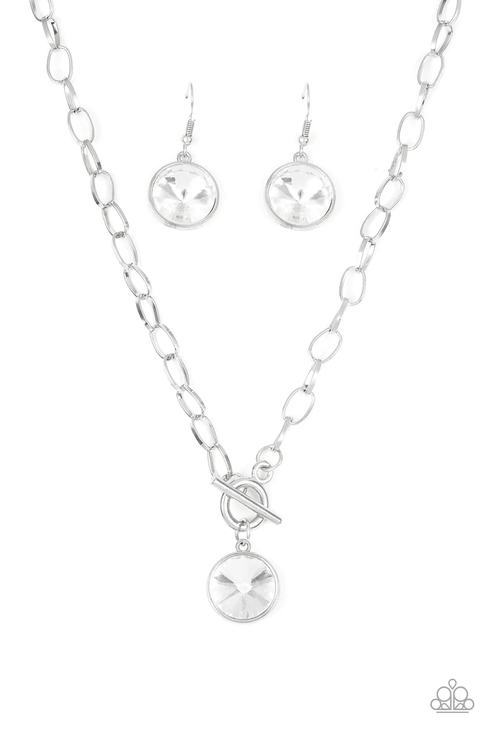 Paparazzi She Sparkles On Necklace White & All Aglitter Bracelet White