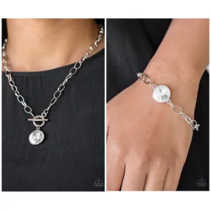 Paparazzi She Sparkles On Necklace White & All Aglitter Bracelet White