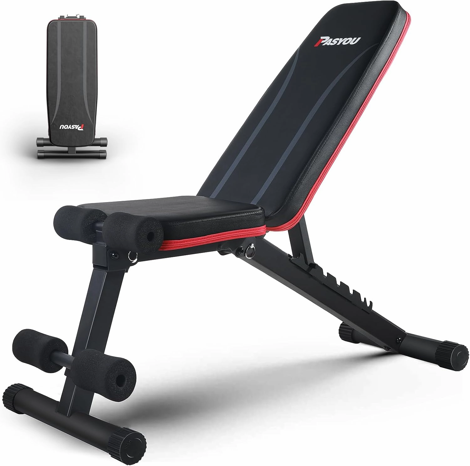 PASYOU Adjustable Weight Bench Full Body Workout Multi-Purpose Foldable Incline Decline Exercise Workout Bench for Home Gym