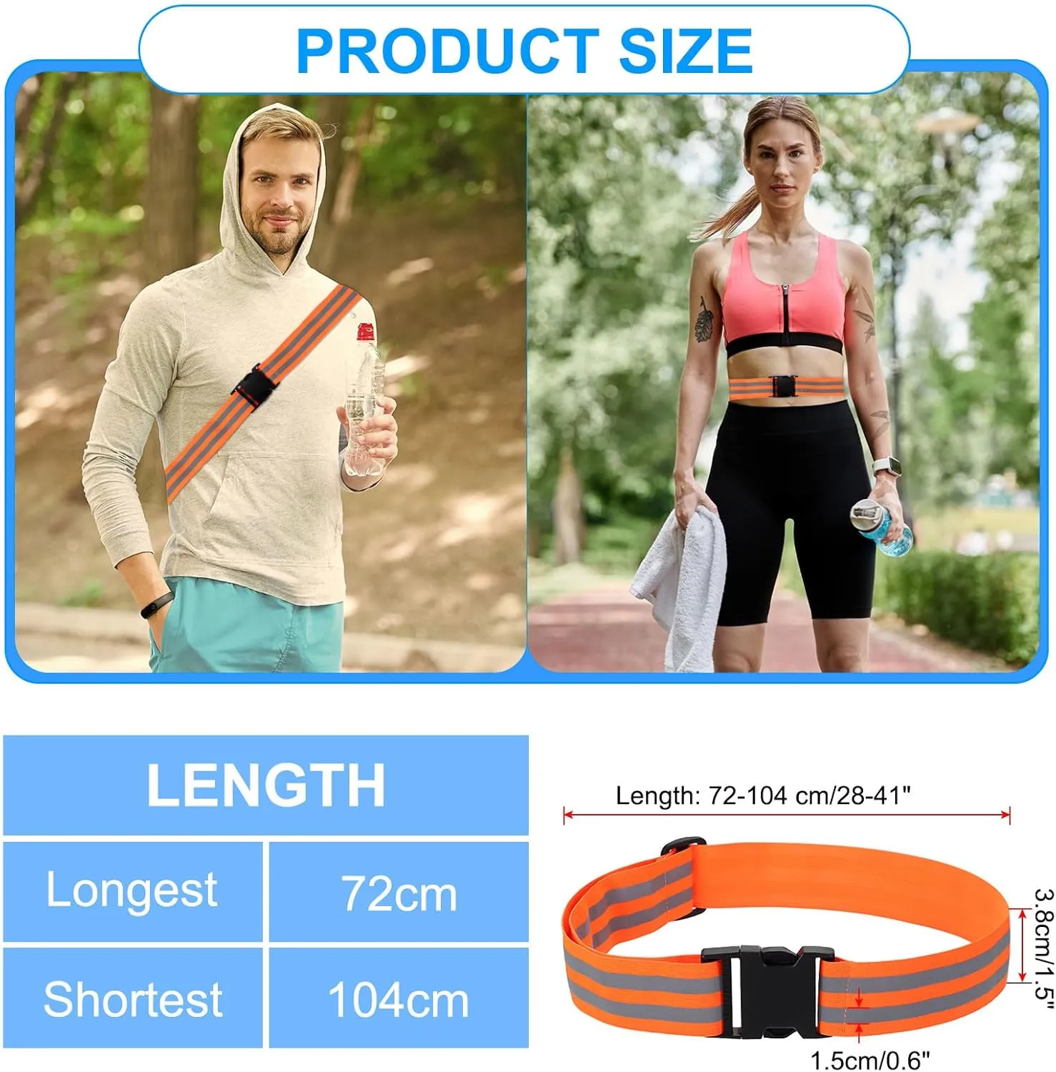 PATIKIL Adjustable Reflective Running Belt, Glow Pt Belt Sash for Cycling