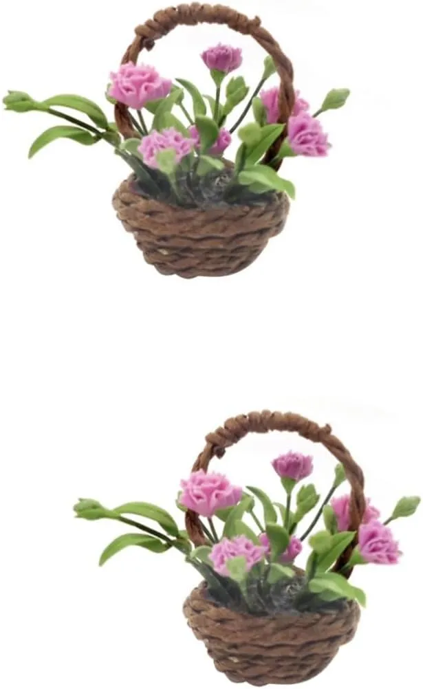 Pcs Mini Carnation Potted Plants Set Scale Miniature for Fairy Garden Dollhouse Miniatures Safe Home Decor