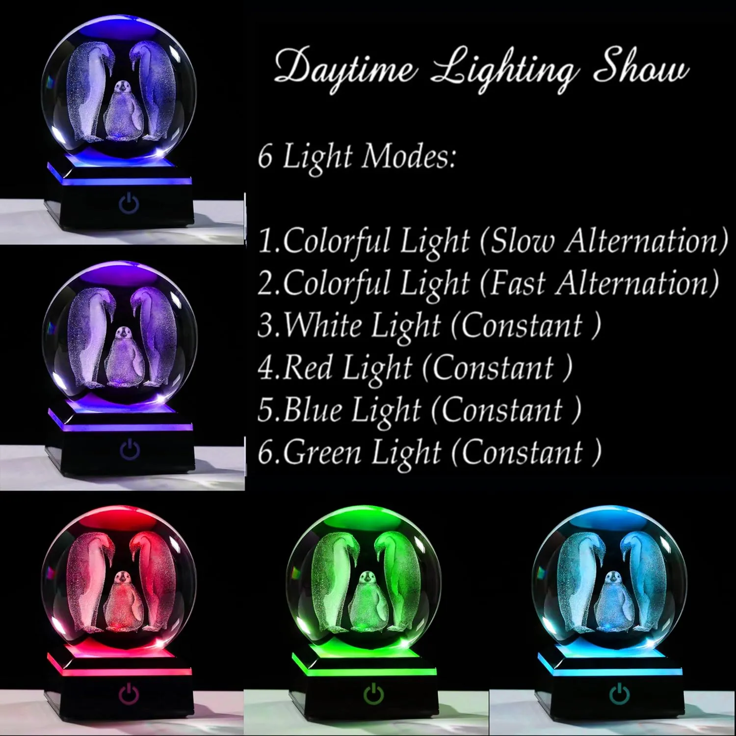 Penguin Gifts for Women 3D Crystal Ball 3.14'' - Laser Penguin Decor Glass Animals Penguin Gifts Figurines Statue Stuff for Room Decorations Penguin Night Light