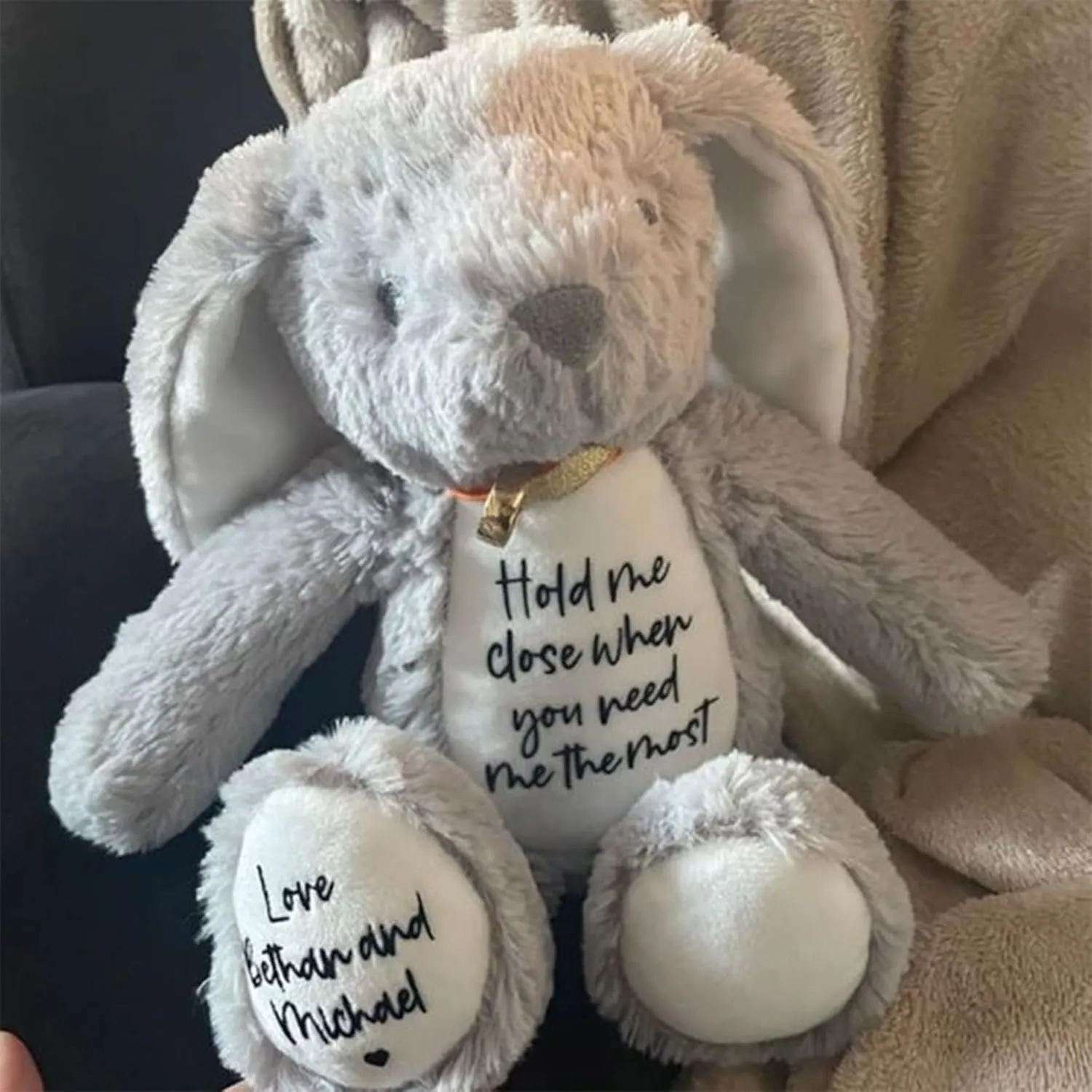 Personalized Plush Bunny with Name, Hold Me Close Worry Rabbit Custom Bunny Stuffed Animal HandMade Custom Plush Toy Gift for Baby First Easter Shower Birthday Christmas (Style 1)